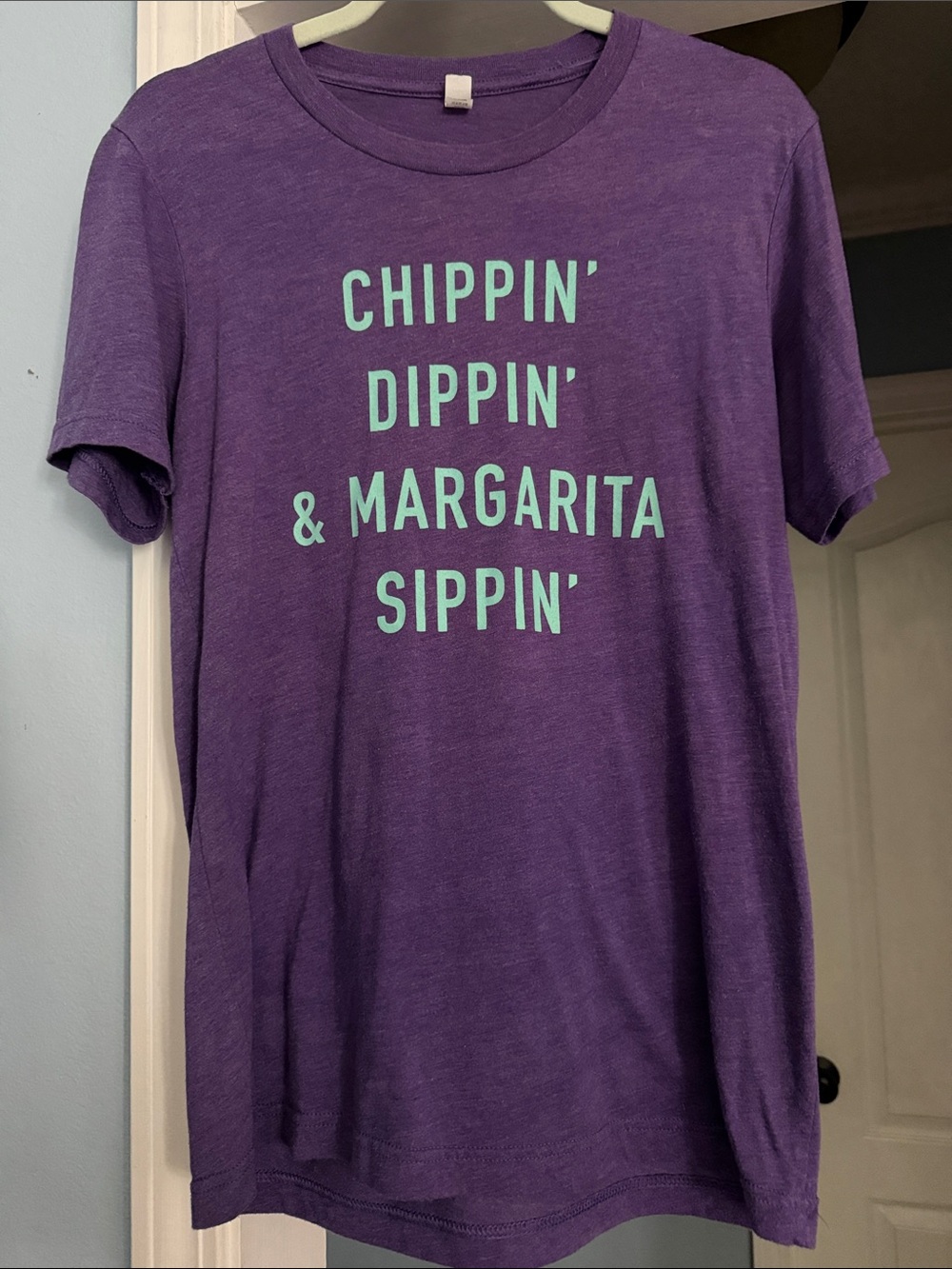 Purple Graphic Tee with Aqua Text - Margarita Sippin'